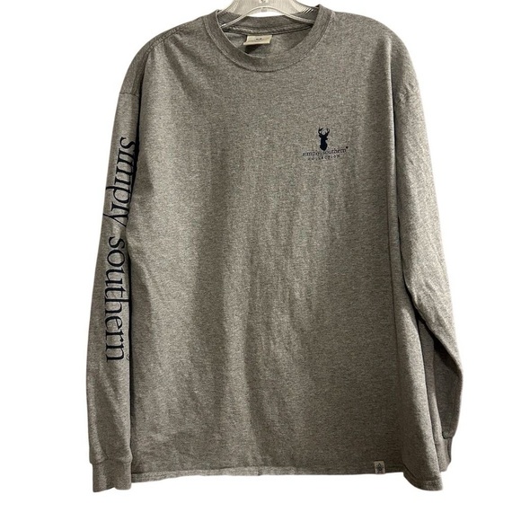 Simply Southern Unisex Graphic Long Sleeve T-Shirt Gray Size L Hey Deer - Picture 1 of 11